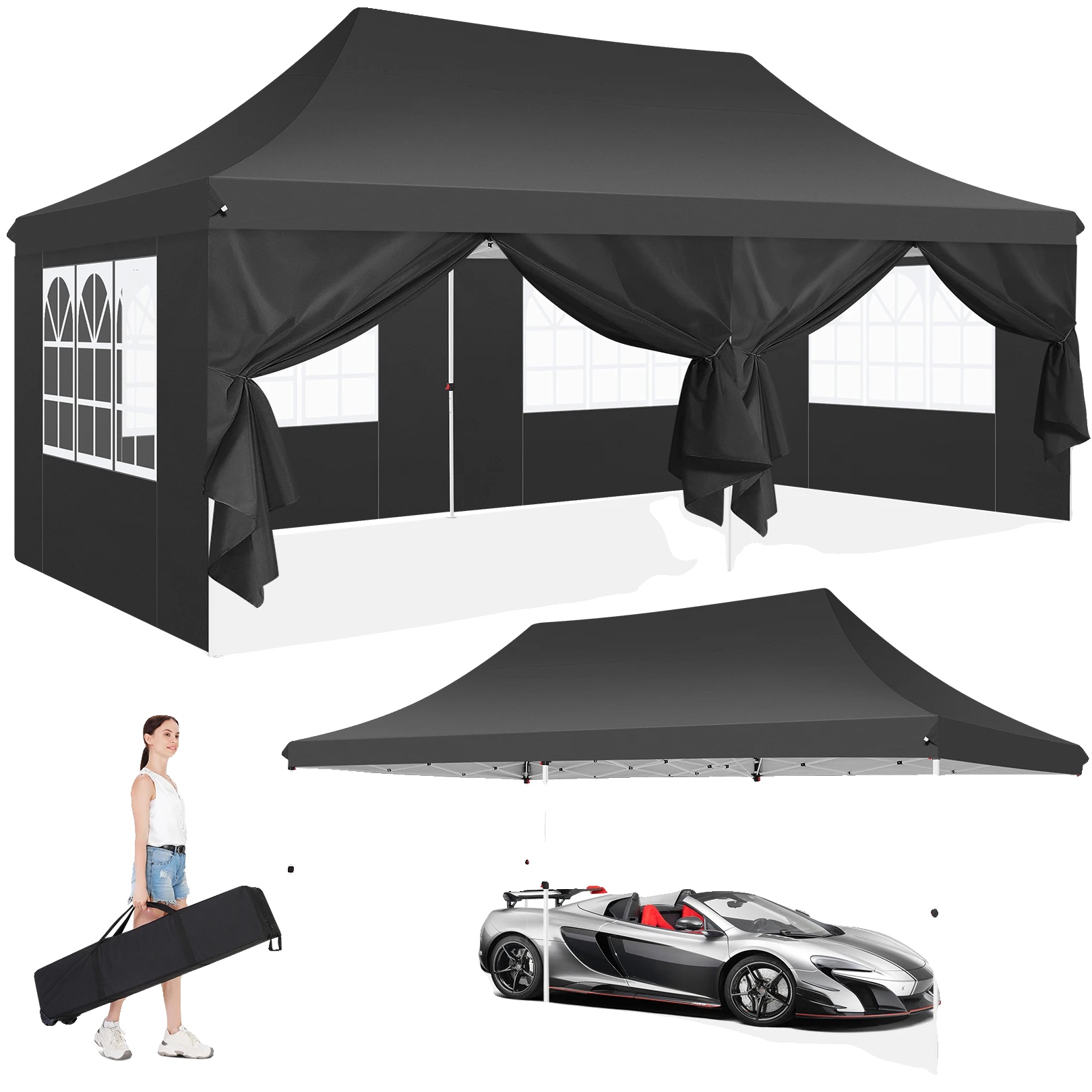 Pavillon, Wasserdichtes Gewebe, Uv-schutz, Schwarz