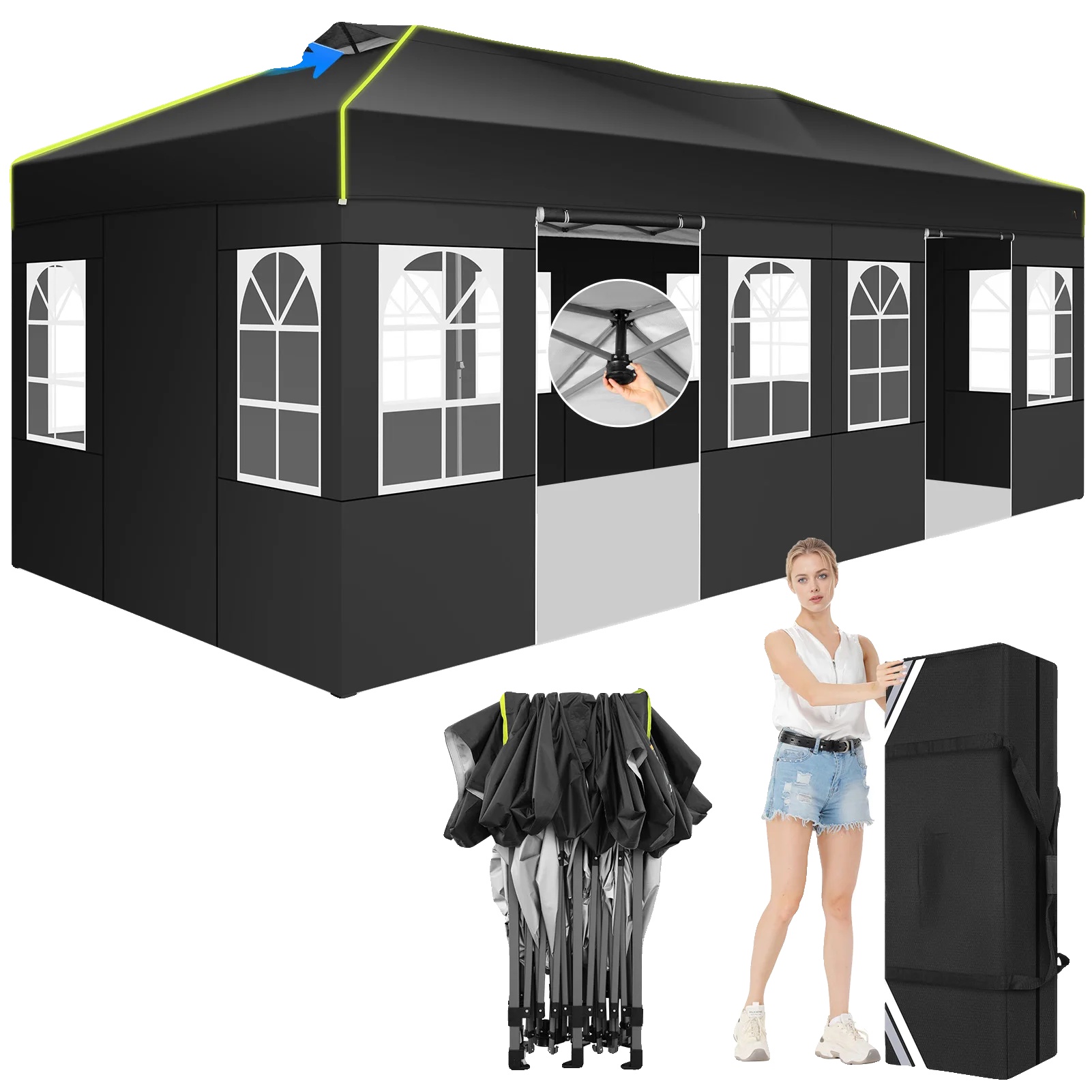 Pavillon, Gewerblicher Gartenmarkt, Schwerlast, Wasserdicht, Schwarz