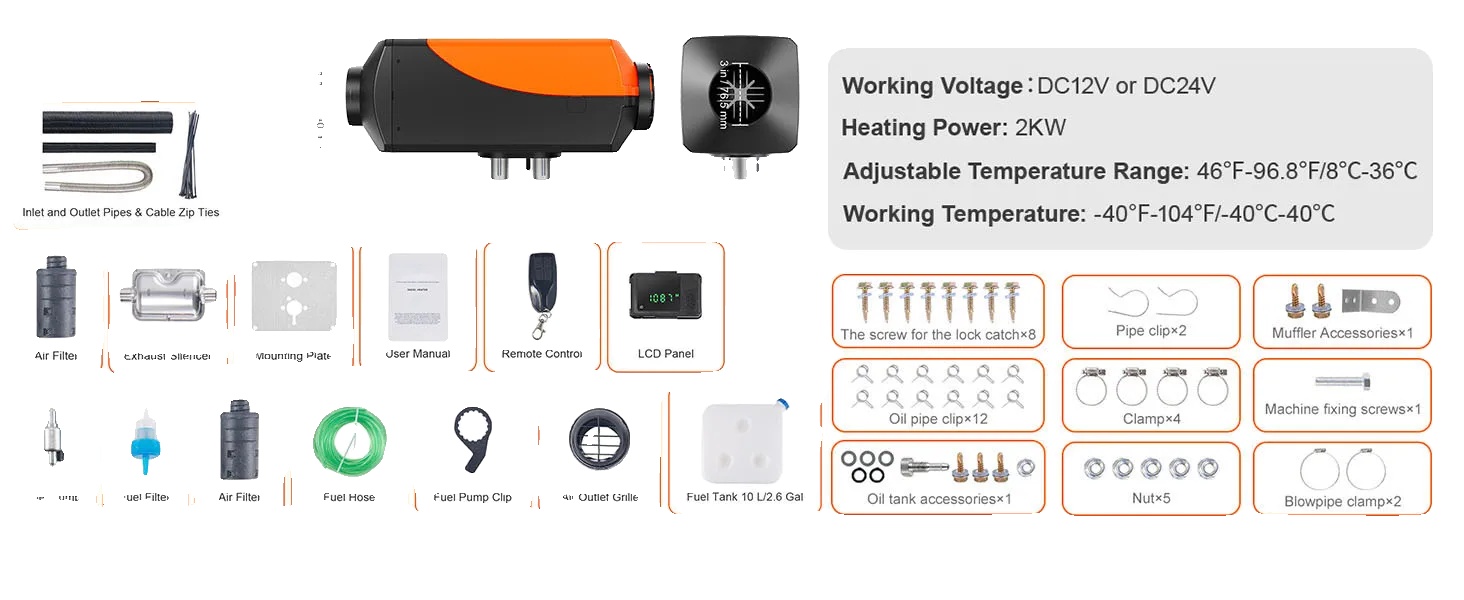 Diesel-luftheizung, Bluetooth-steuerung, Schnelle Erwärmung, 2kw