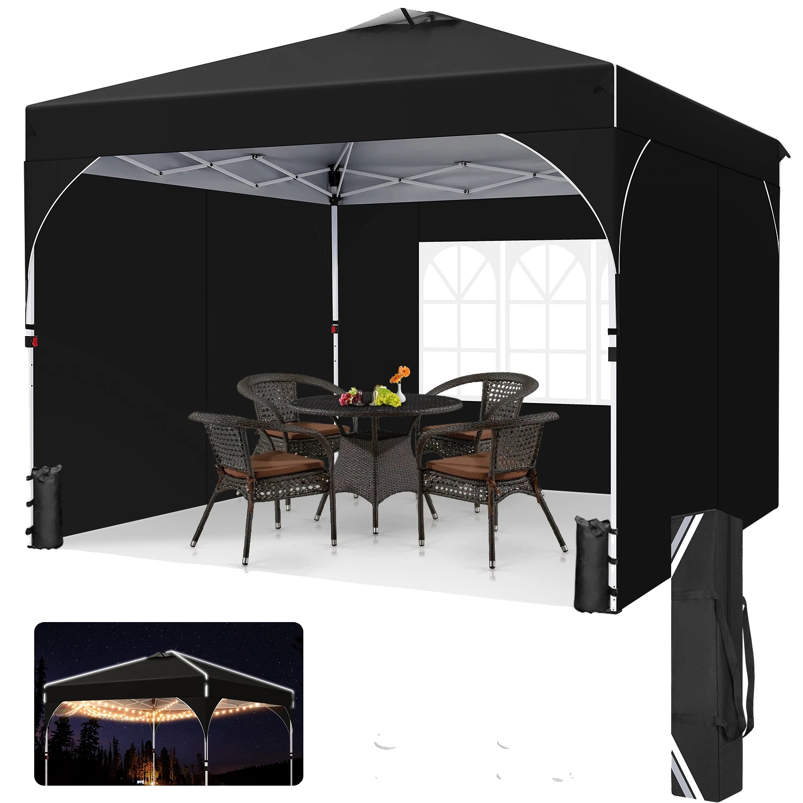 Pavillon, Pop-up-design, Uv-schutz, Schwarz