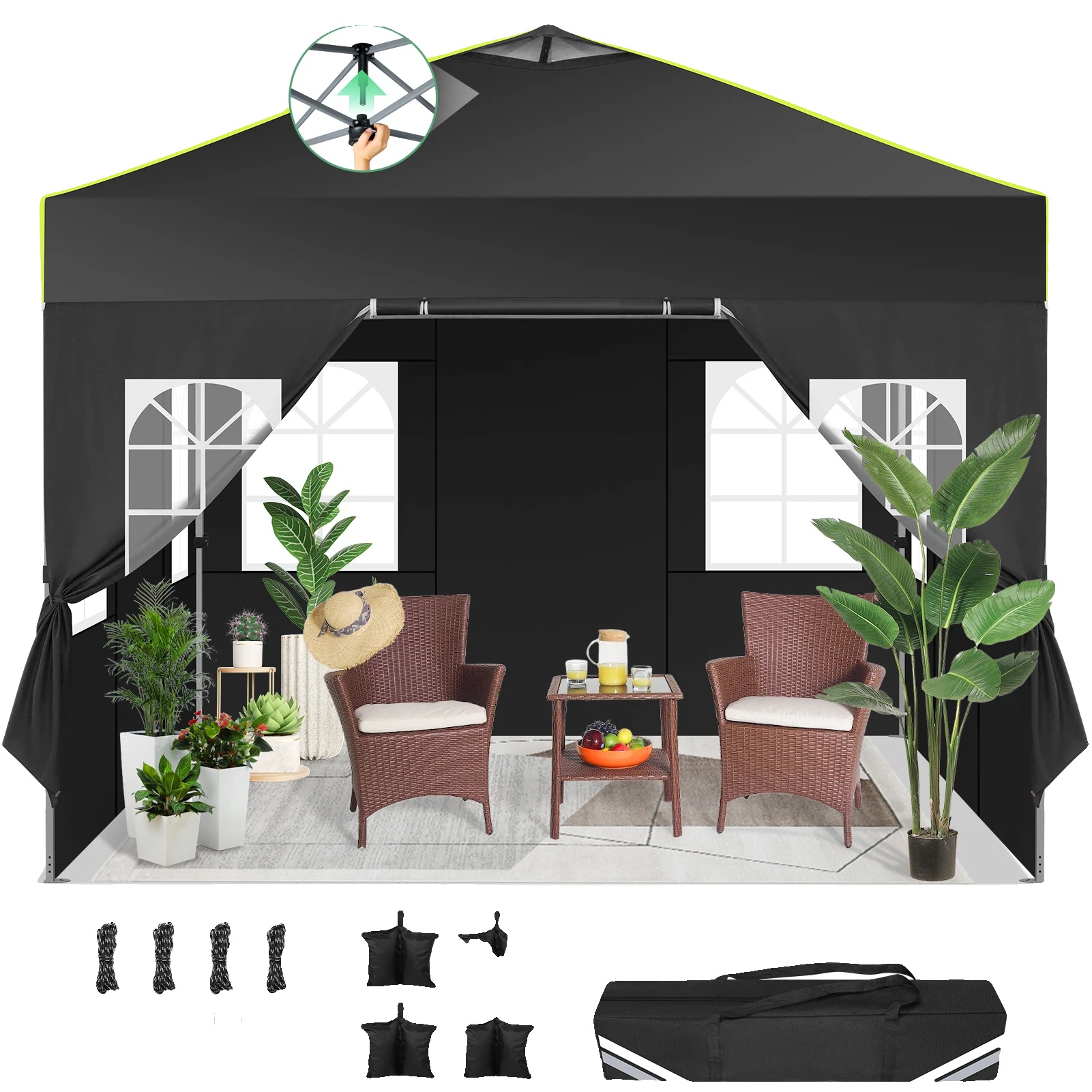 Pavillon, Wasserdicht, Einfache Montage, Schwarz