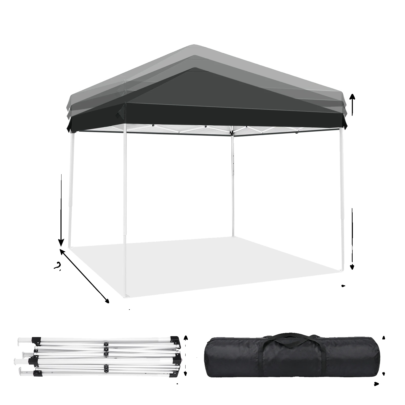 Outdoor-pavillon, Höhenverstellbar, Schutz Vor Sonne Und Regen, 2m Schwarz