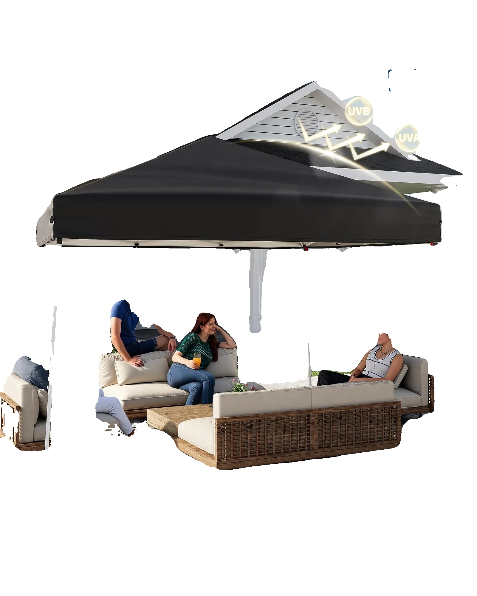 Faltbares Pavillon, 240 Cm X 300 Cm X 195 Cm, Uv-schutz Upf 50+, Wasserdichtes Material, Geeignet Für 5-8 Personen, Stabil Mit Erdankern