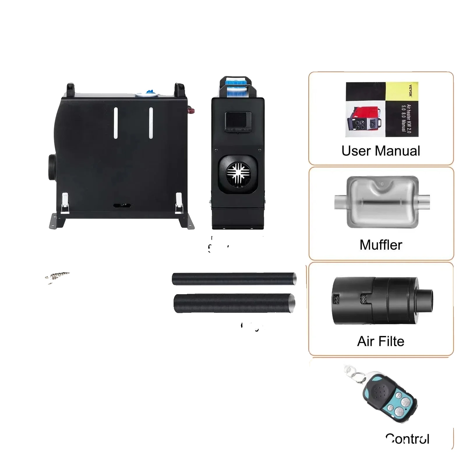 Dieselstandheizung, 5kw/8kw Leistung, Lcd-schalter & Fernbedienung, 8kw Lcd Schalter Schwarz