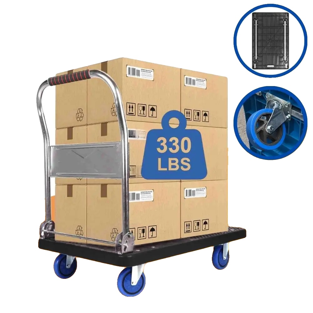 Schubwagen Dolly, 150 Kg Tragfähigkeit, 360° Schwenkbare Räder, Schwarz
