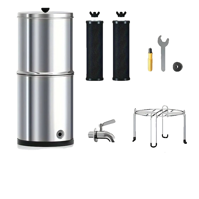 Wasserfiltersystem, 8,5 Liter Kapazität, Rostfreier Edelstahl, Schwarz