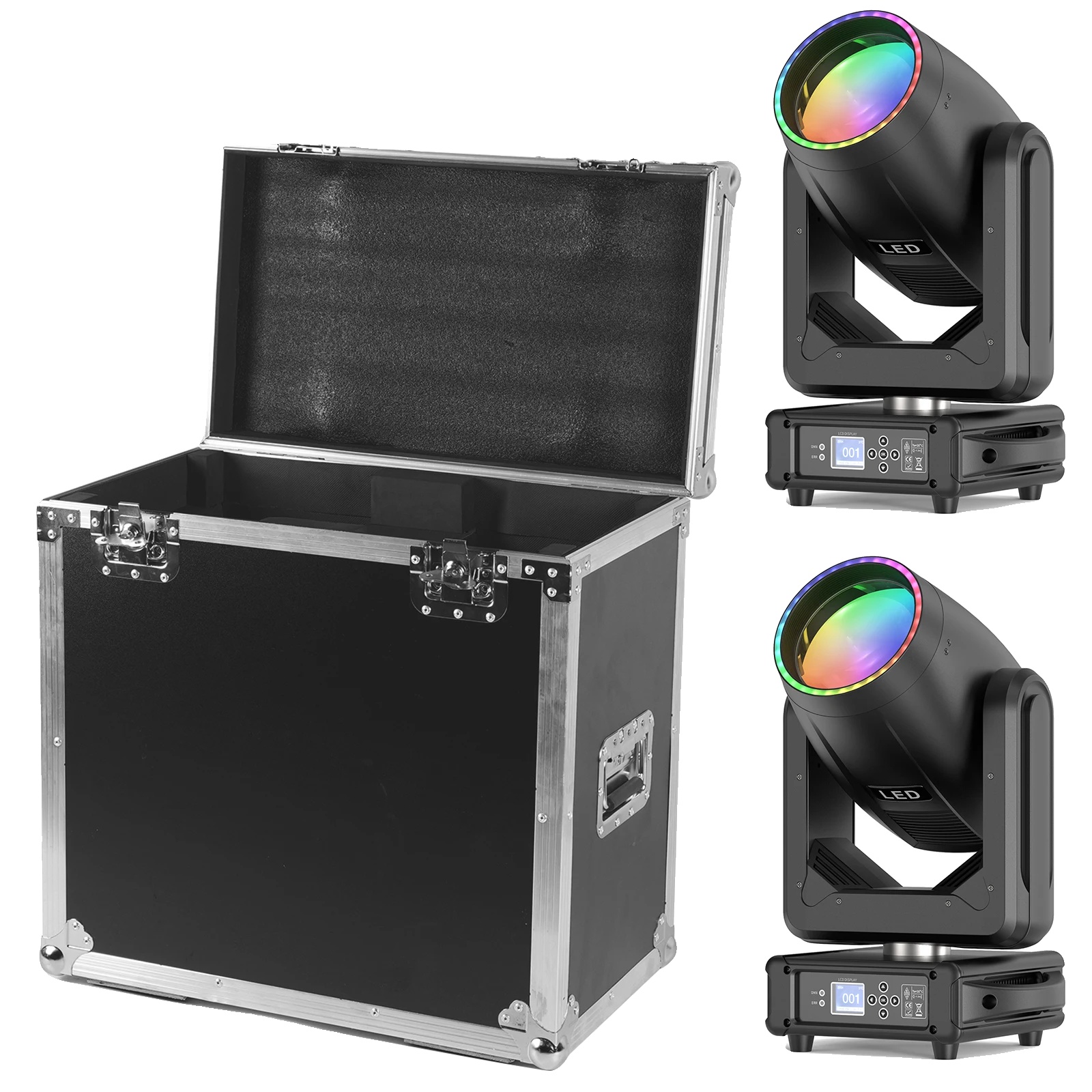 Flight Case, Abmessungen 63 X 38 X 63 Cm, Gewicht 18,6 Kg, Kompatibilität Für (2) 200w Led Beam Lights, Stromquelle Dc, Spannung 90-240v