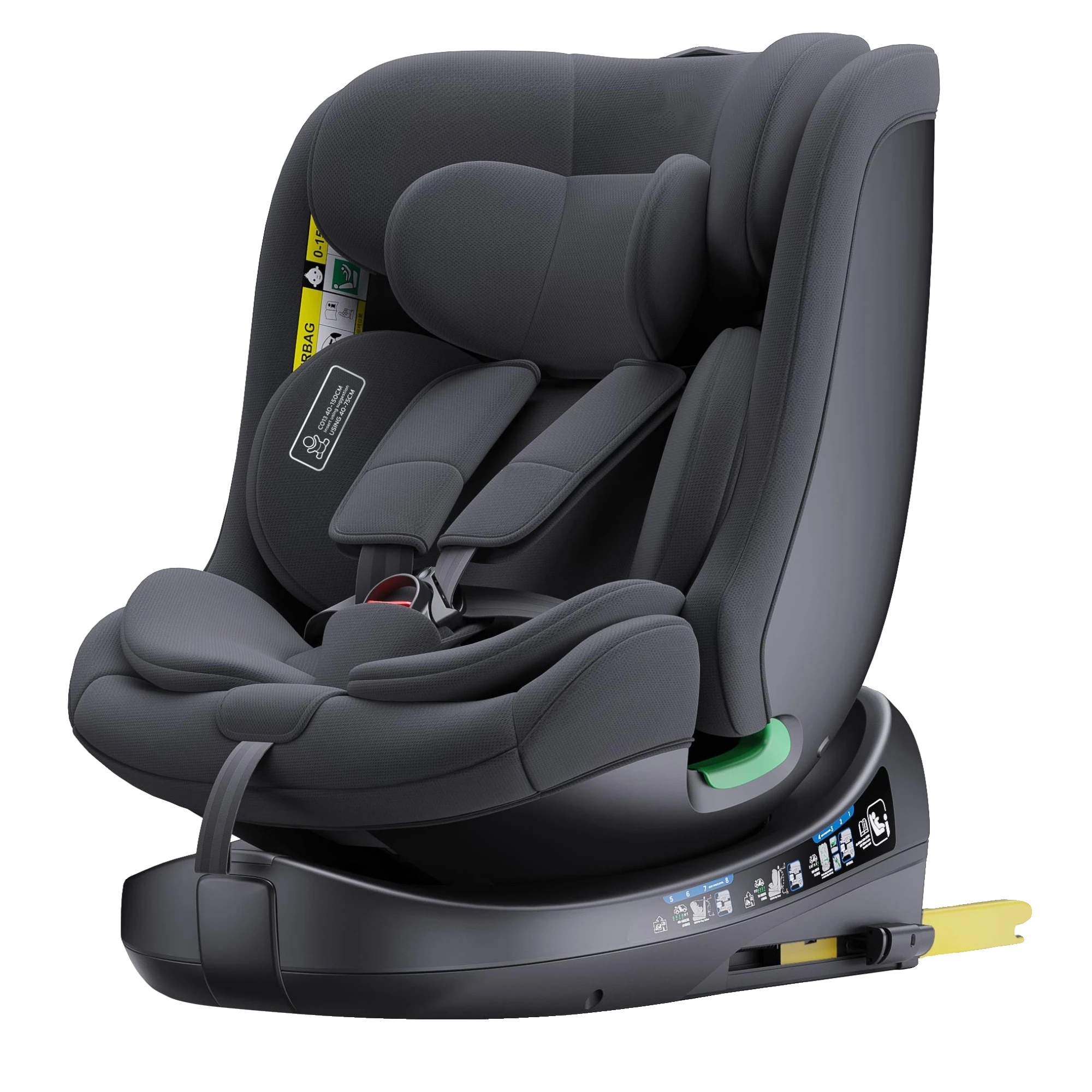 Kindersitz Für Autos, 360° Drehung, Isofix-kompatibel, Schwarz