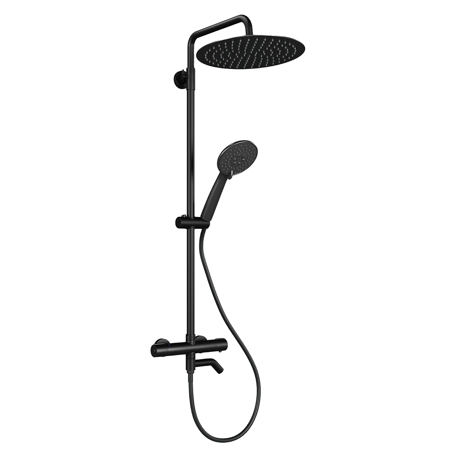 Duschmischer-set, Thermostatische Steuerung, Overhead Regenbrause Und Handbrause, Schwarz