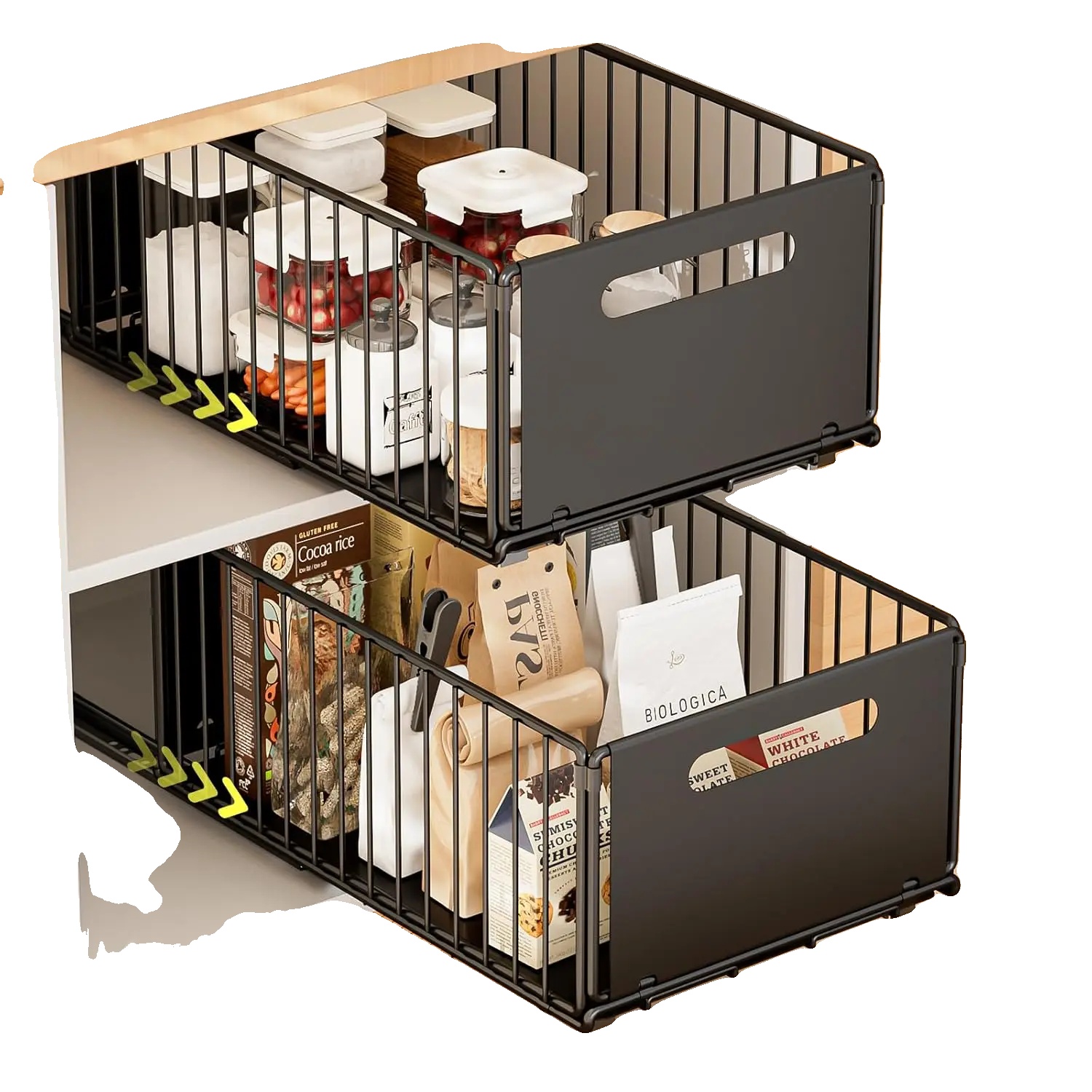 Schiebespeicher-schubladen, Ausziehbares Design, Robuste Metallkonstruktion, Schwarz