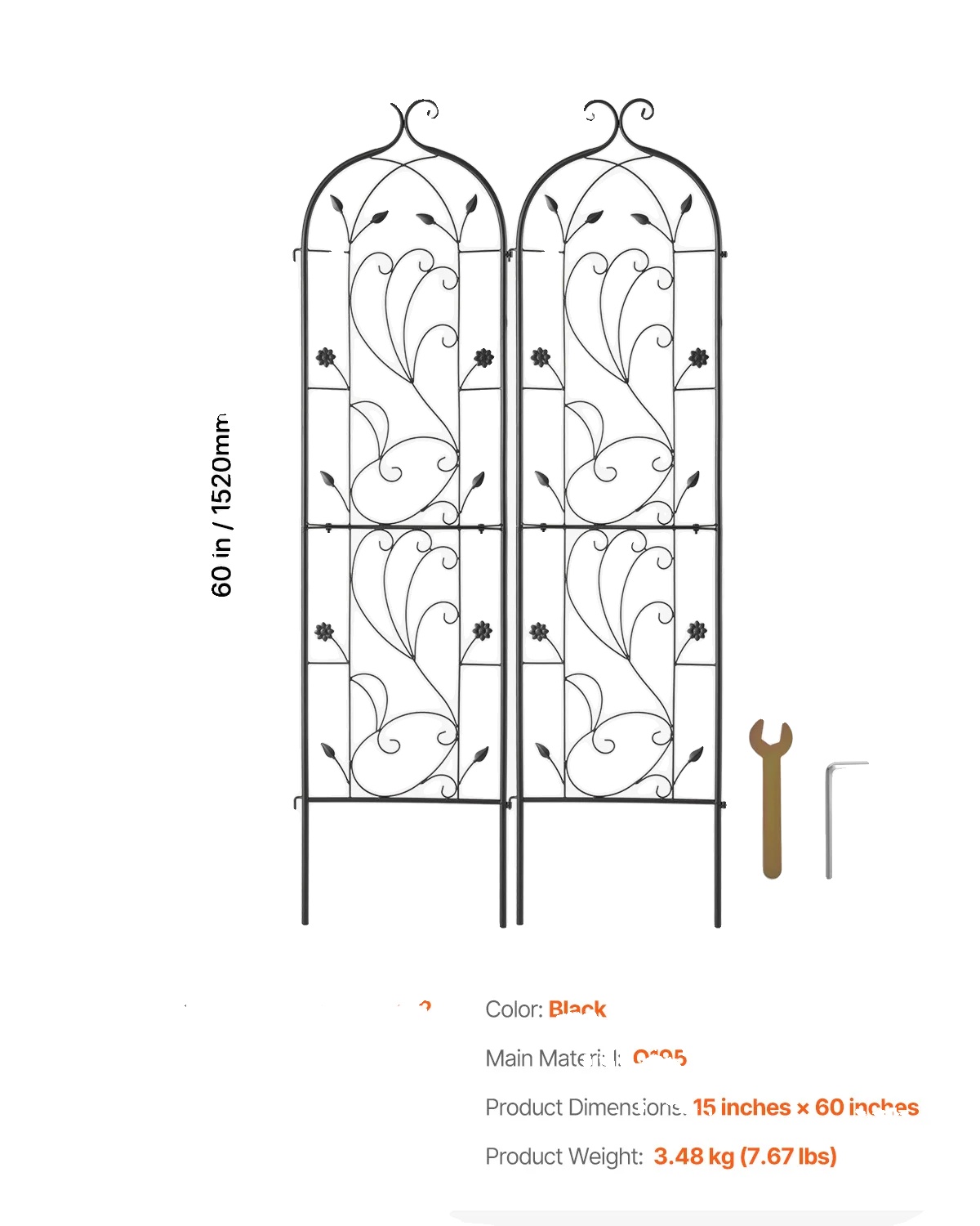 Garten-spalier, Rostfreies Metall, Dekoratives Design, 2 Stück