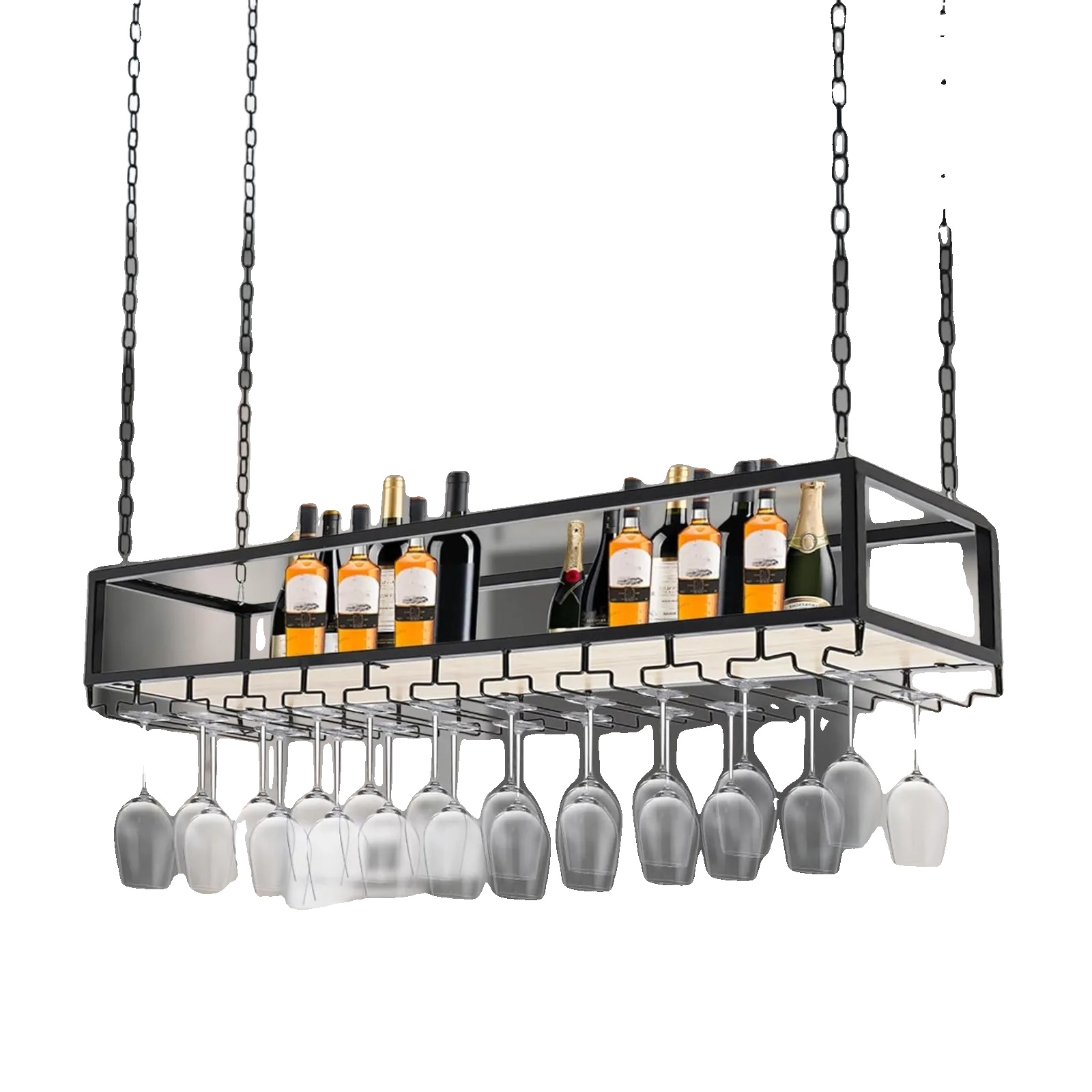 Hängender Weinglashalter, 110 X 25 X 22 Cm, Verstellbares Regal, Tragfähigkeit 75 Kg, Kettenlänge 1 M, Kompatibel Mit Becherbasis 4 – 9 Cm
