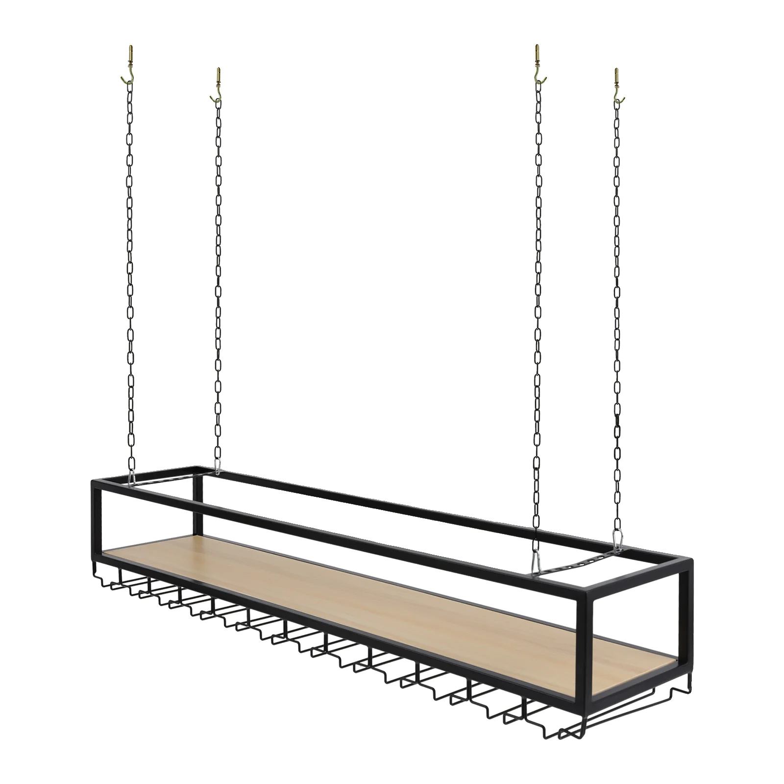 Hängender Weingestell, Verstellbare Höhe, Maximale Belastung 75 Kg, Abmessungen 120 Cm X 25,4 Cm X 25,4 Cm, Glashalter Kompatibel Von 4 Cm Bis 9 Cm,
