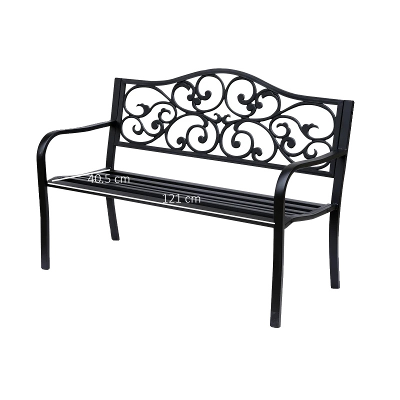 Gartenbank, 3-sitzer, 127 X 60 X 89 Cm, Stahlmaterial, Gusseisenarmlehnen, Korrosionsbeständige Oberfläche