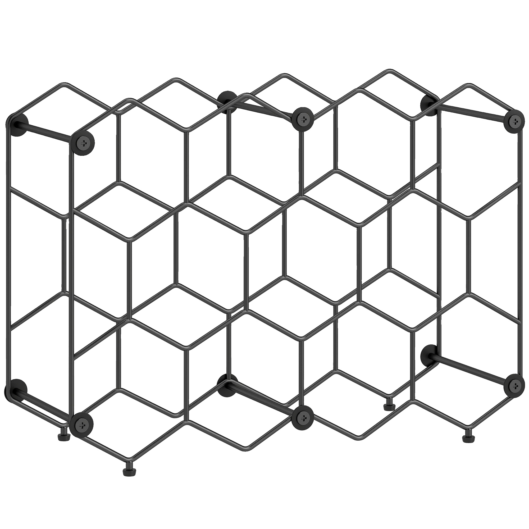 Weinregal, Geometrisches Design, Fasst 13 Flaschen, Schwarz