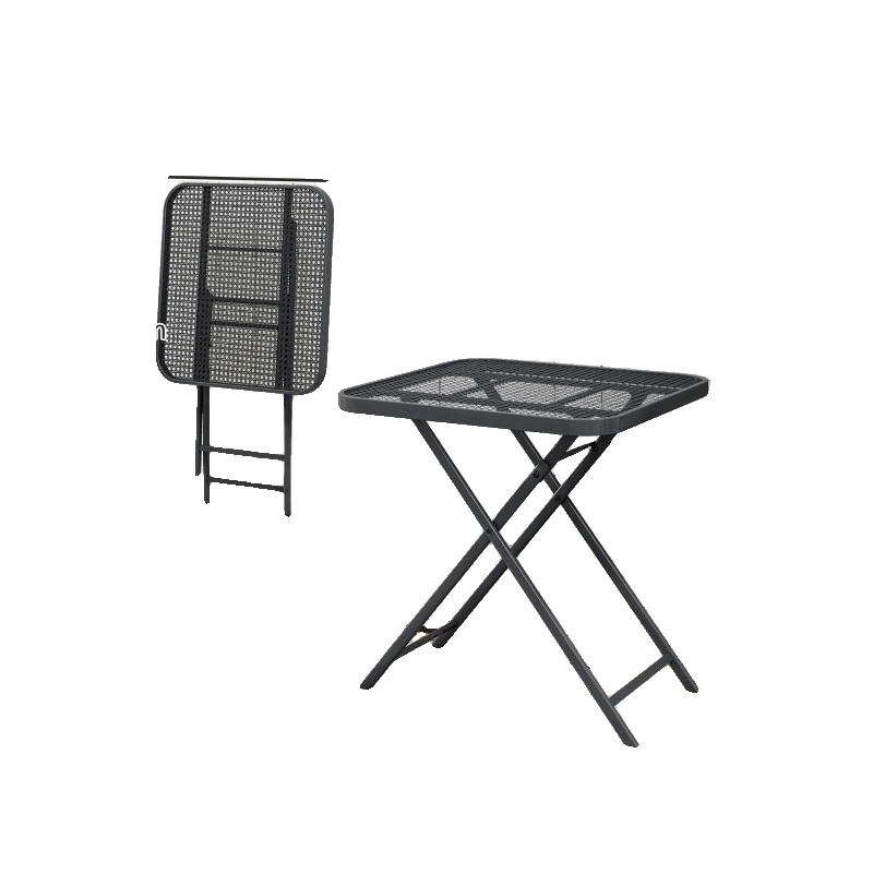 Gartentisch, Faltbares Design, Wetterbeständiger Stahl, Schwarz