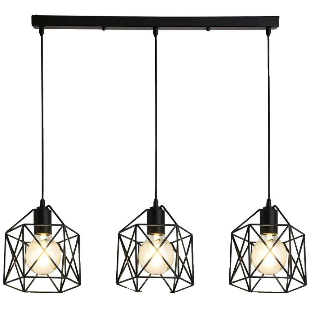 Pendelleuchte, 3-lampen-design, Vintage-industriestil, 3-kopf, Keine Glühbirne-a