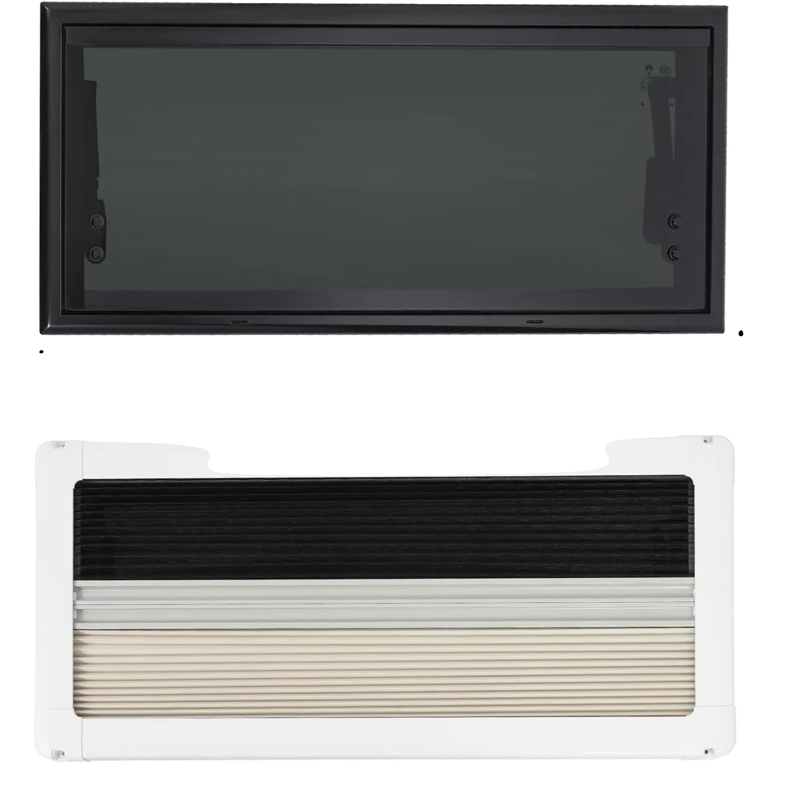 Rv-faltfenster, Integrollte Rollos, Insektenschutz, Schwarz