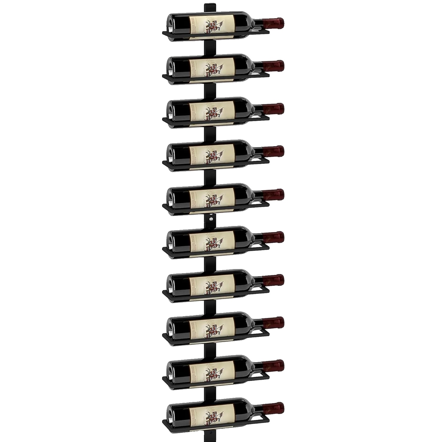 Weinregal, Für 10 Flaschen, Wandmontiertes Design, Schwarz