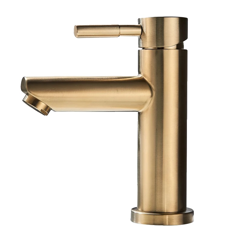 Waschtischarmatur, Matt Schwarz Finish, Einhebel-design, Gebürstetes Gold