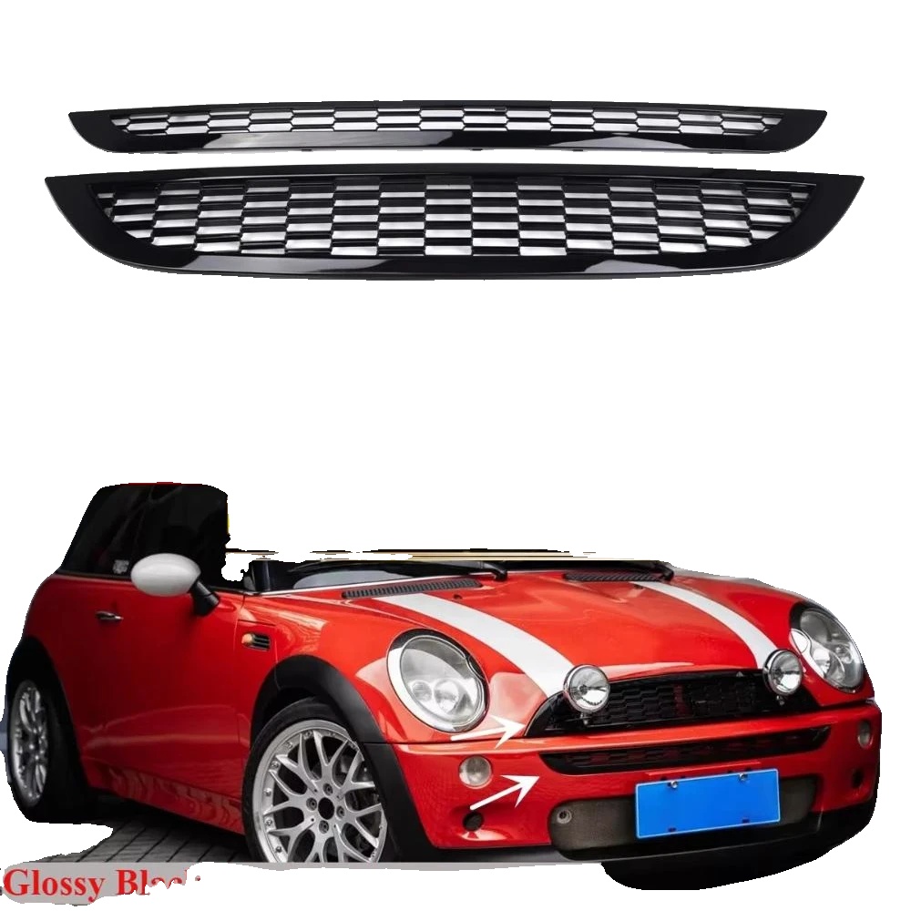 Vorderer Oberer Unterer Grill, Kunststoff, Glänzend Schwarz, Passend Für Mini R50 R52 R53, Obere Und Untere Platzierung, Wabenmuster-design