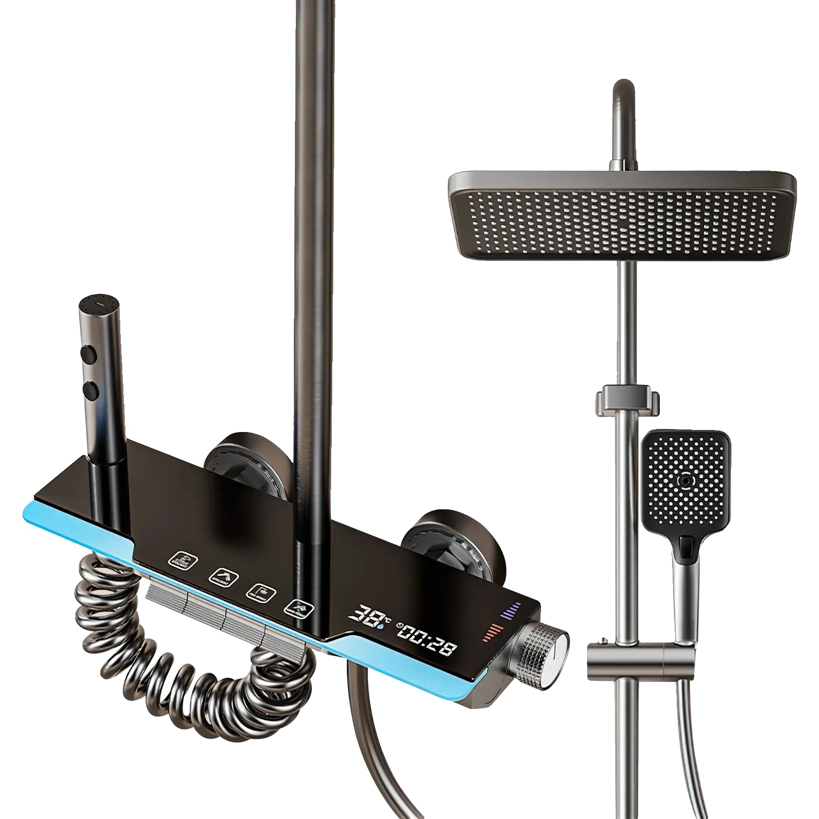 Duschsystem, Einstellbare Temperaturregelung, Modernes Design, Umgebungslicht C
