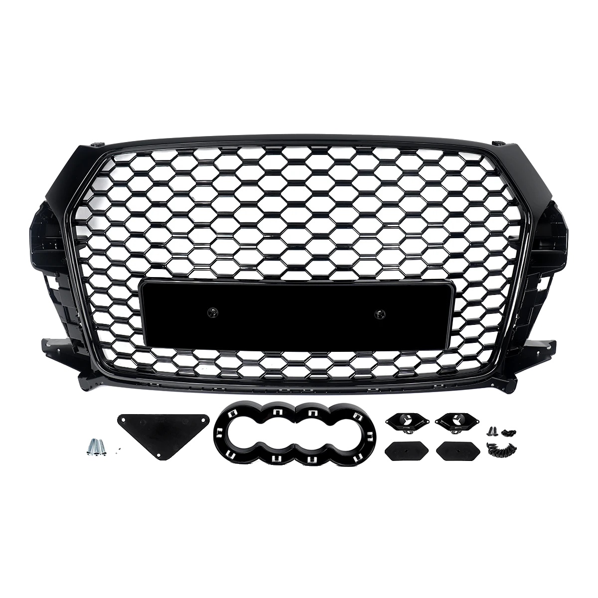 Frontgrill, Kompatibel Für Audi Q3 Sq3 2015-2018, Waben-design, Glänzendes Schwarz