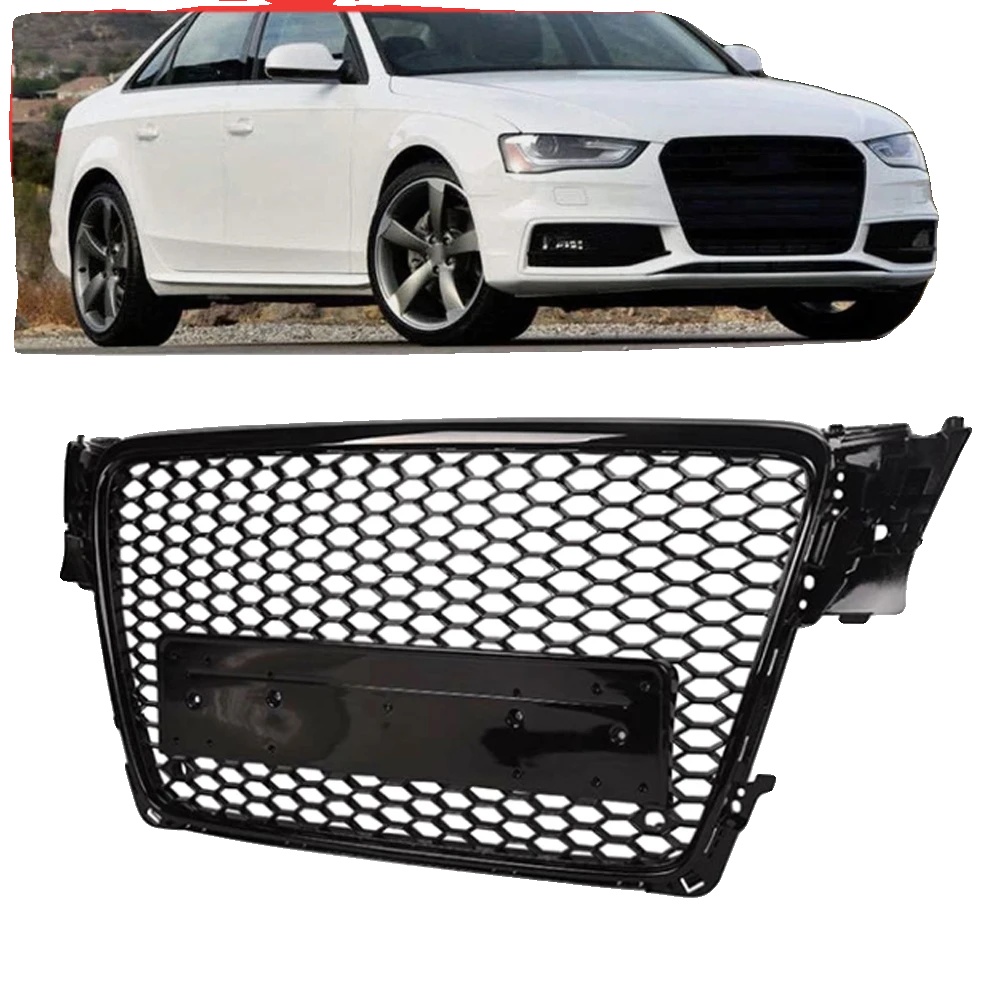 Frontstoßstangen-grill, Abs-kunststoff, 50 Cm X 20 Cm X 10 Cm, Kompatibel Mit Audi A4 B8 8t S4 (2009-2012), Wabenmuster-design, Glänzend Schwarz
