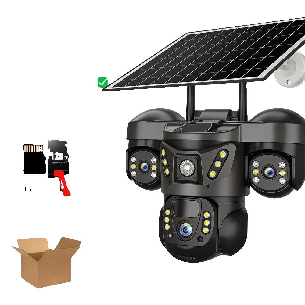 Ip-kamera, Solarbetrieben, Schwenkbar, Neigbar, Zoomfähig, Wifi Solar Cam Add 128g Karte