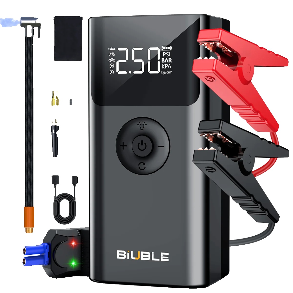 Starthilfe, Tragbare Powerbank, 150 Psi Luftkompressor, 92.5wh 25000mah