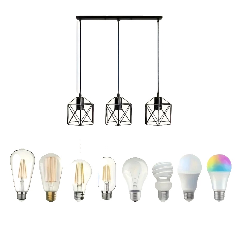 Pendelleuchte, Geometrisches Design, 3-lampen-leuchte, Schwarz 3-licht