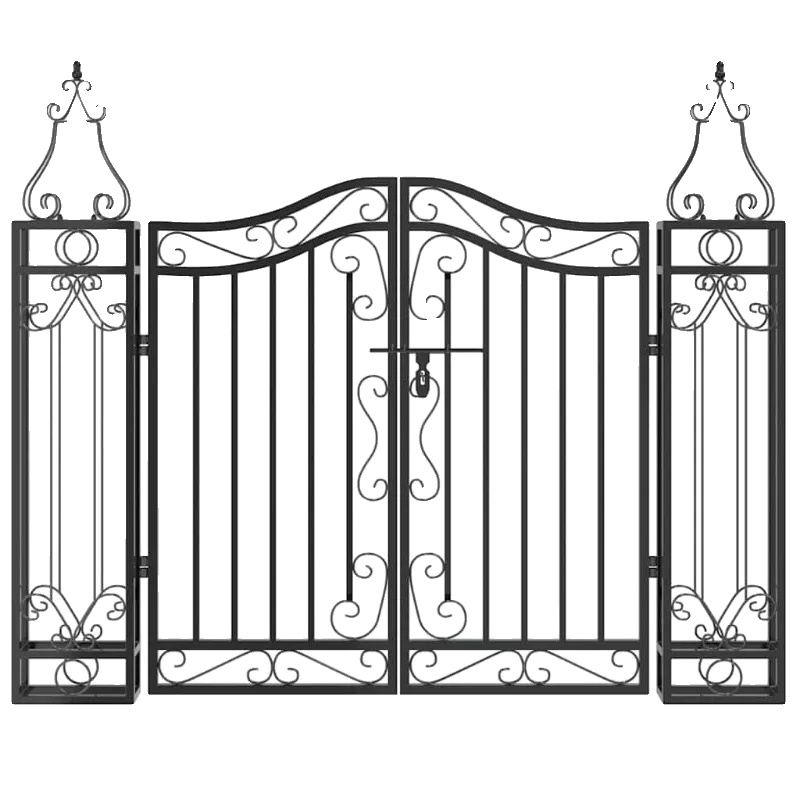 Gartentor, Schmiedeeisen, Elegantes Design, Schwarz