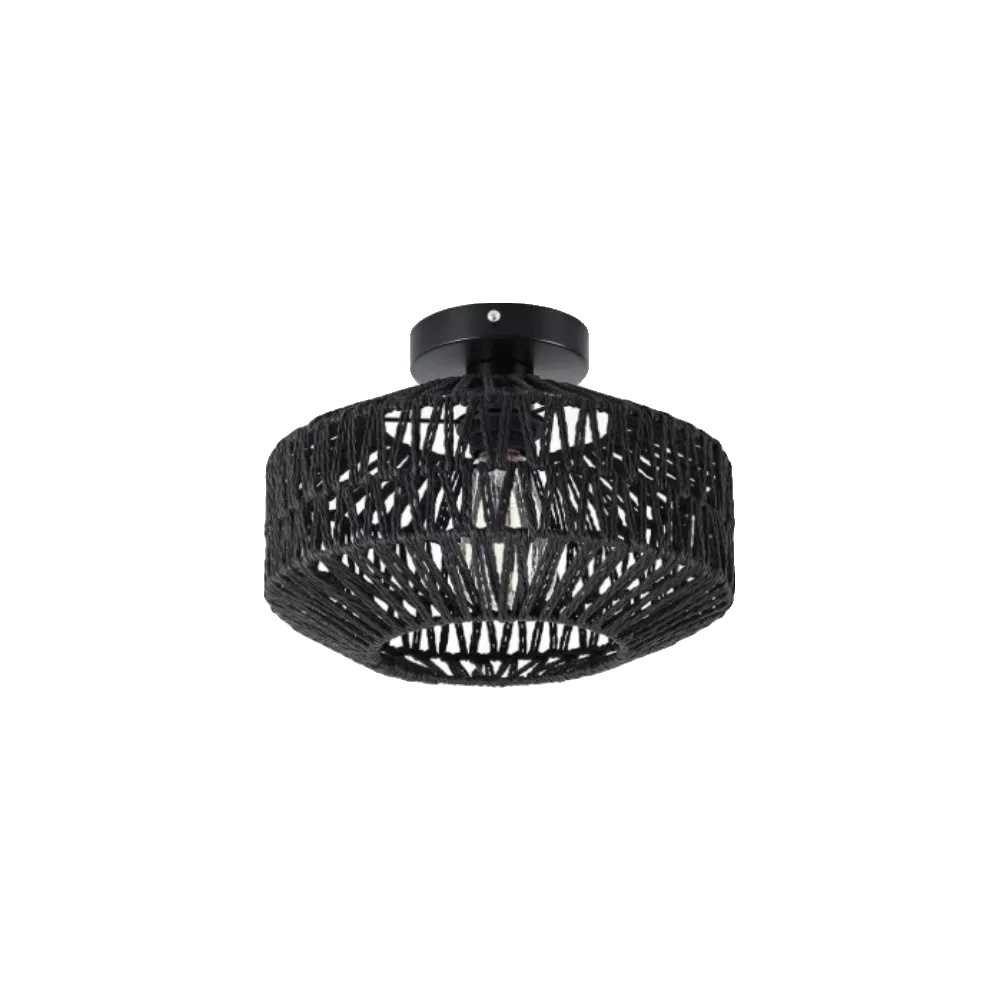Deckenleuchte, Handgefertigtes Gewebtes Design, Dimmbare Led, Schwarz, Keine Glühbirne