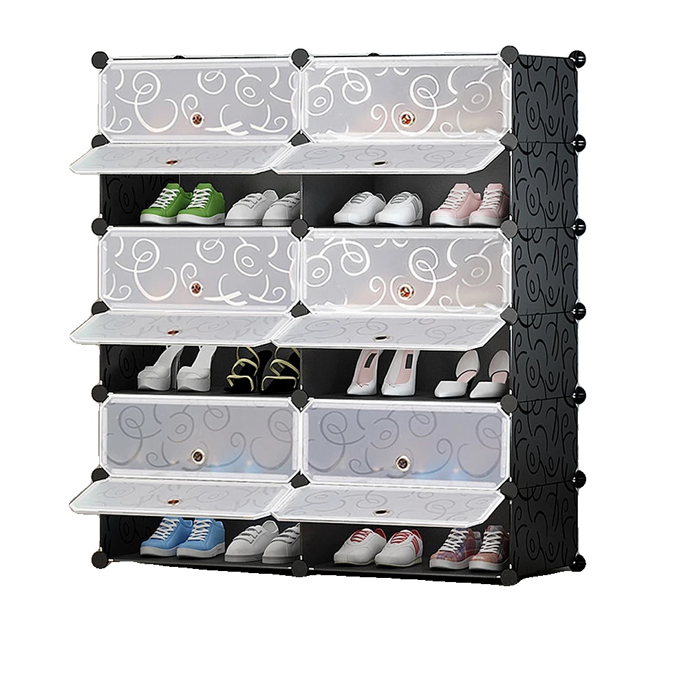 Schuhschrank, Modernes Design, Einfache Montage, Schwarz