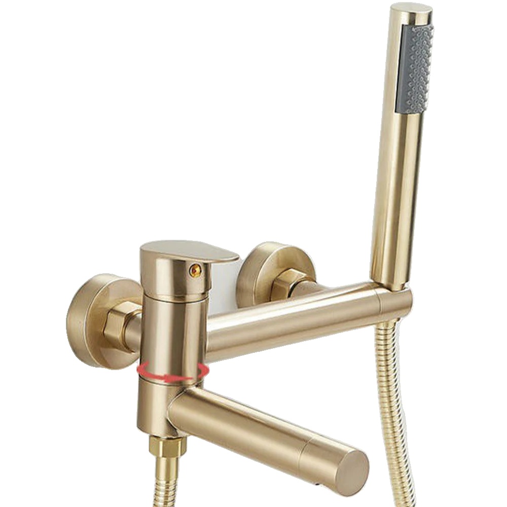 Badewannen-duscharmatur, Wandmontage, Dual-handle, Gebürstetes Gold