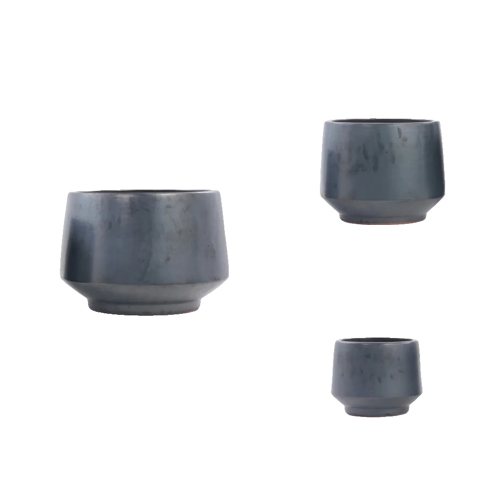 Keramischer Pflanzen Topf Set, Langlebiges Material, Vielseitiges Design, Antik Schwarz + Set