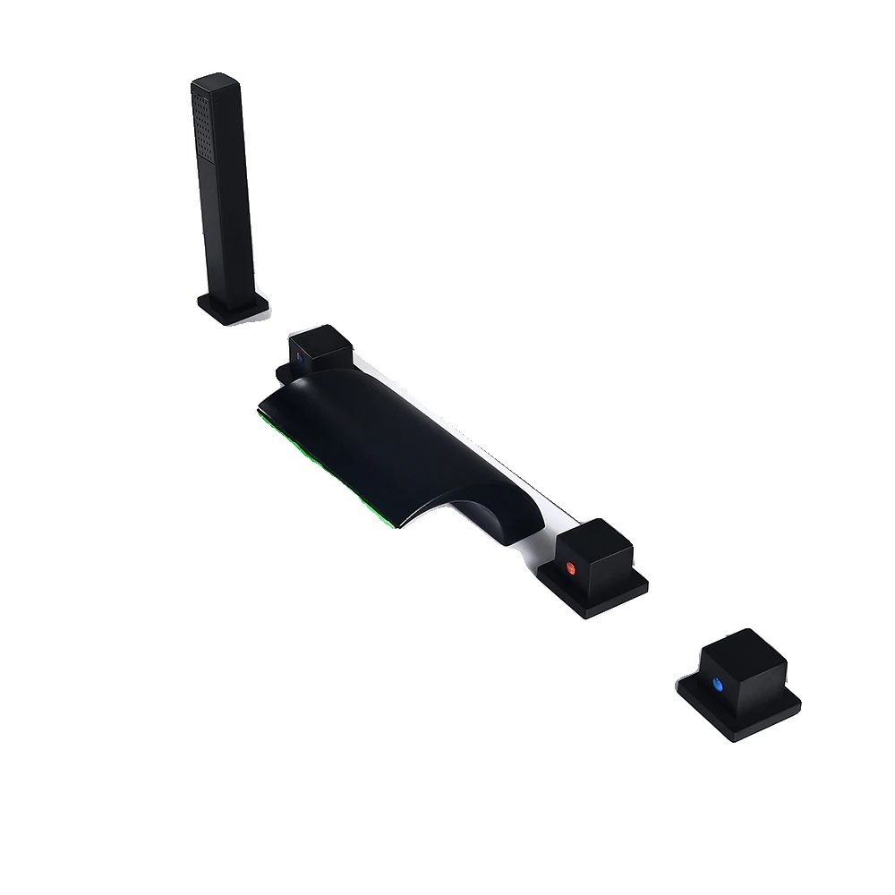Waschbeckenarmatur Set, Dualer Wasseranschluss, Modernes Design, Schwarz