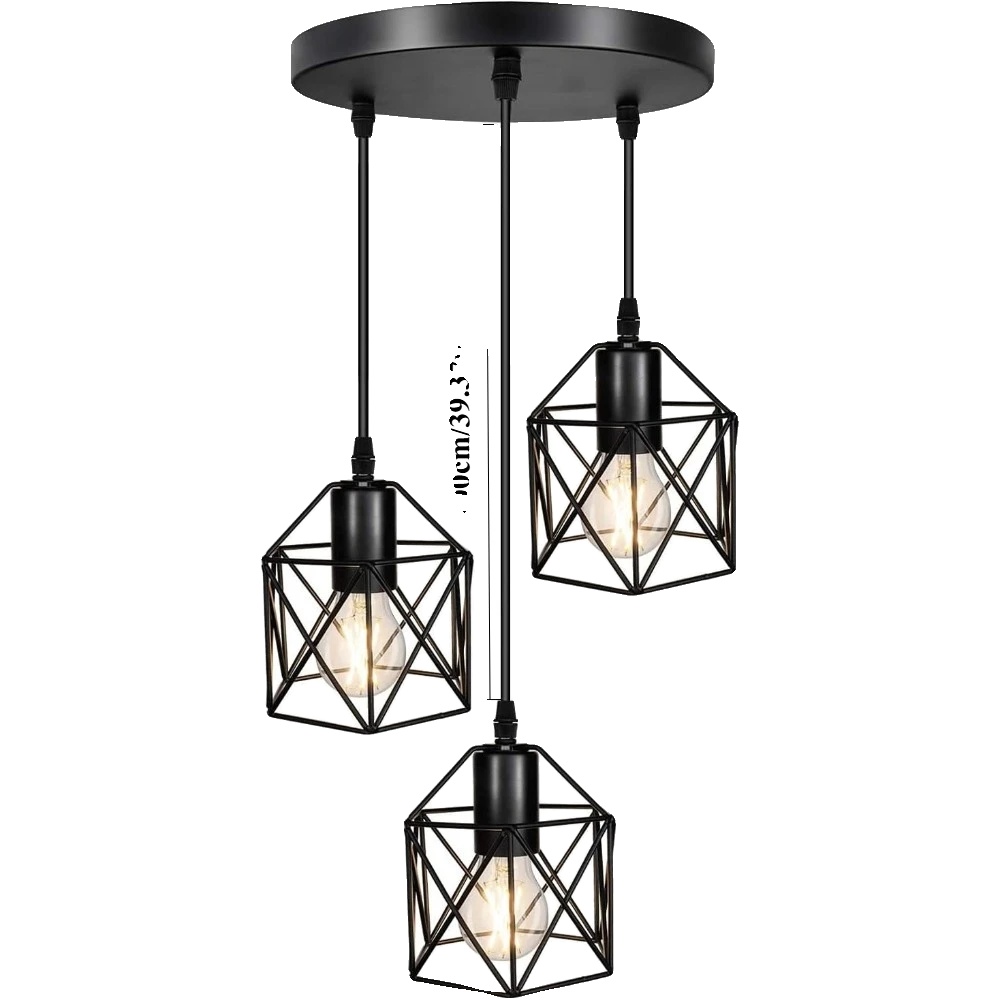 Deckenlampe, Industriedesign, 3-lampen-leuchte, 3-köpfige Runde Platte, Keine Glühbirne