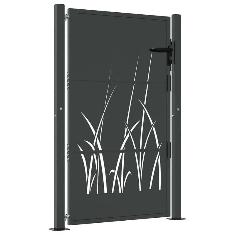 Gartentor, Stahlmaterial, Grasdesign, Schwarz
