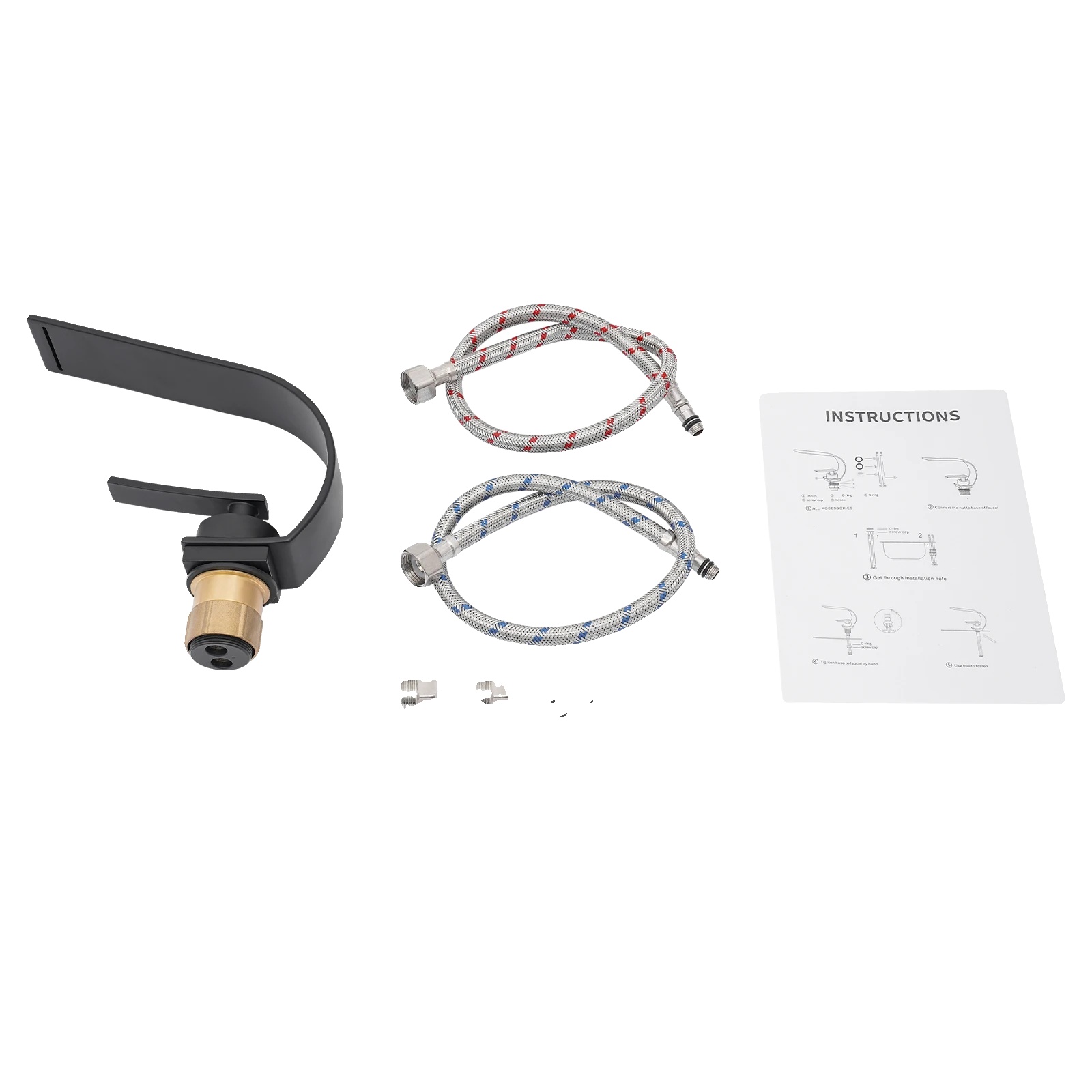 Waschbeckenarmatur, Elegantes Design, Robuste Konstruktion, Schwarz