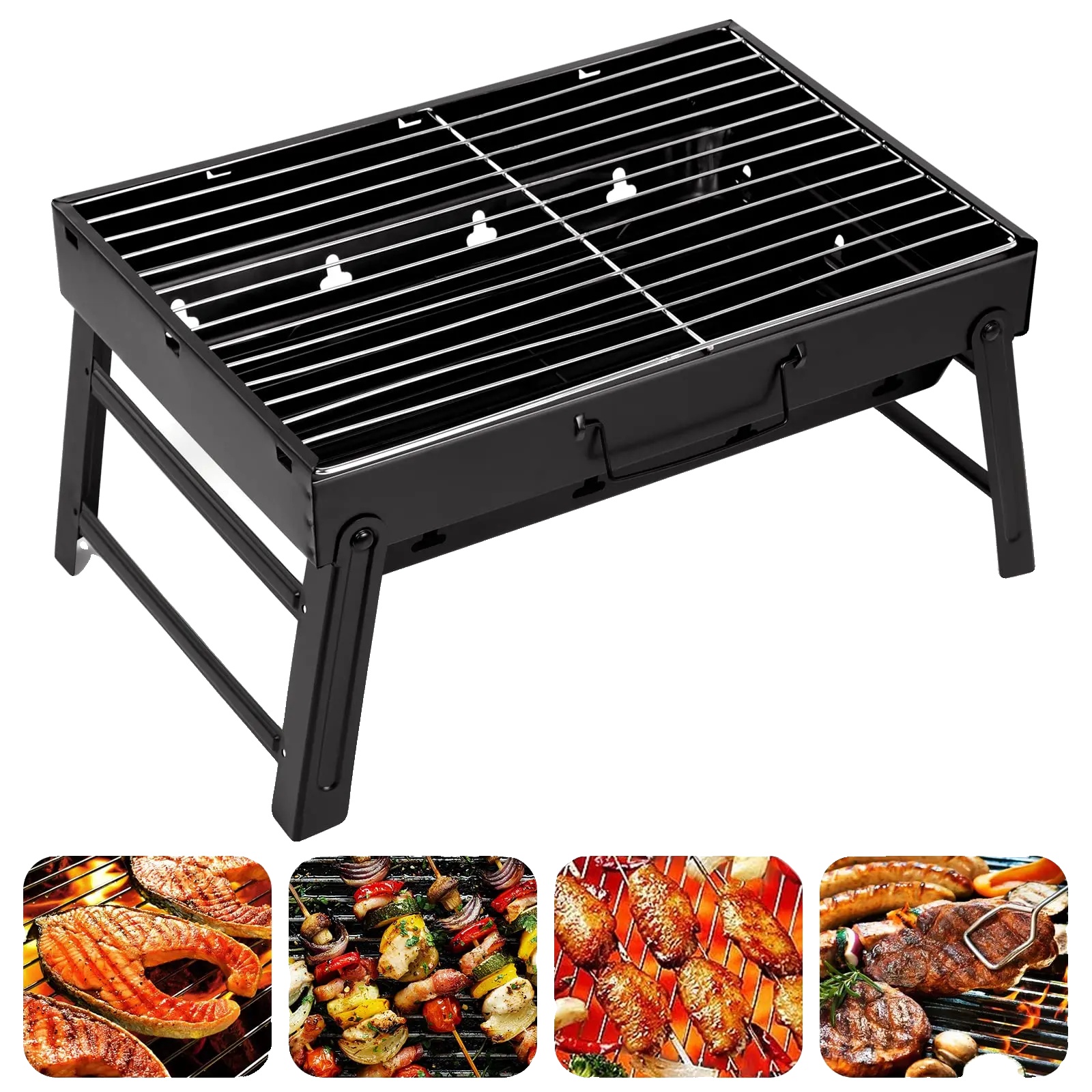 Bbq-grill, Faltbares Design, Tragbar Und Kompakt, Schwarz