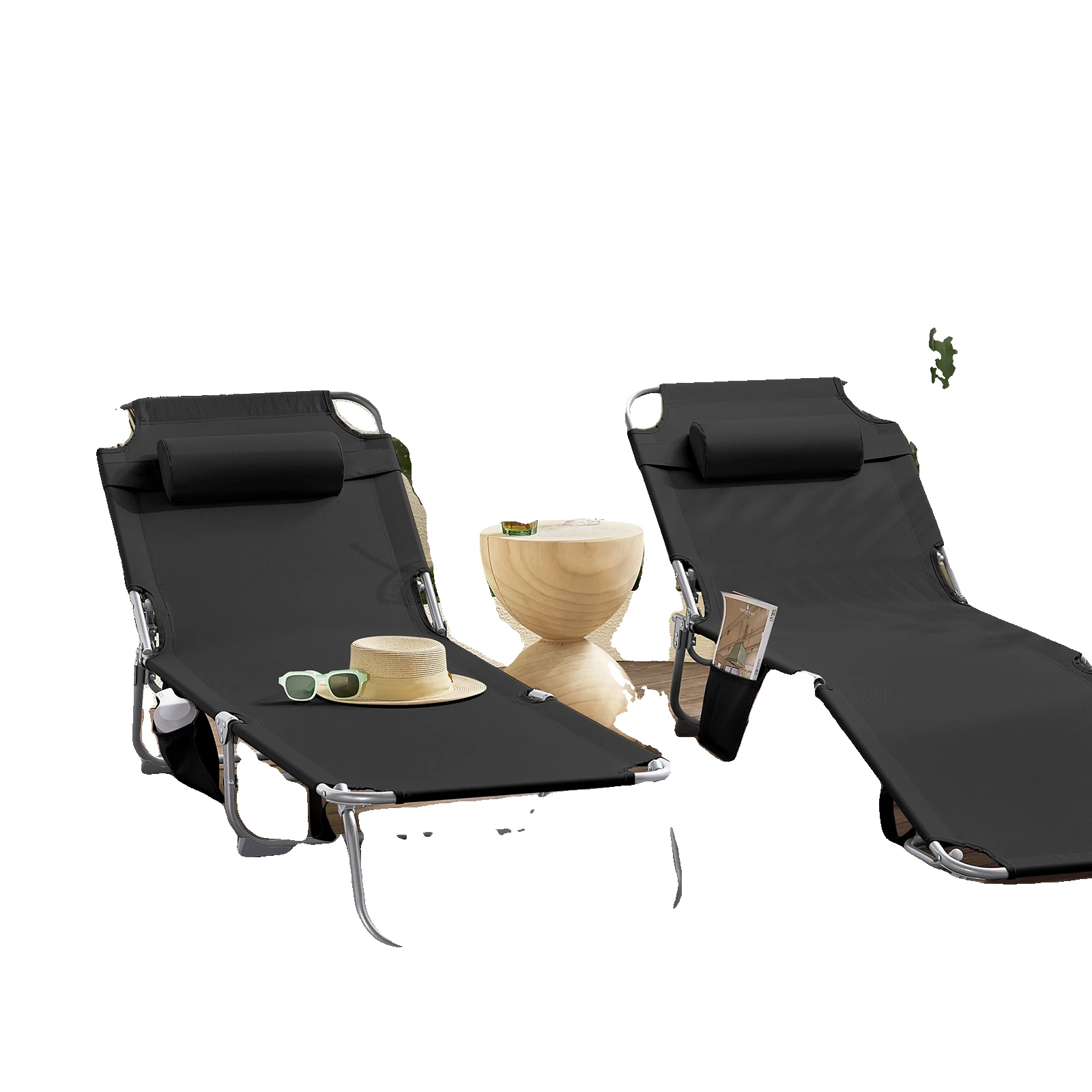 Sonnenliege, Ergonomisches Design, Tragbar Und Langlebig, Schwarz