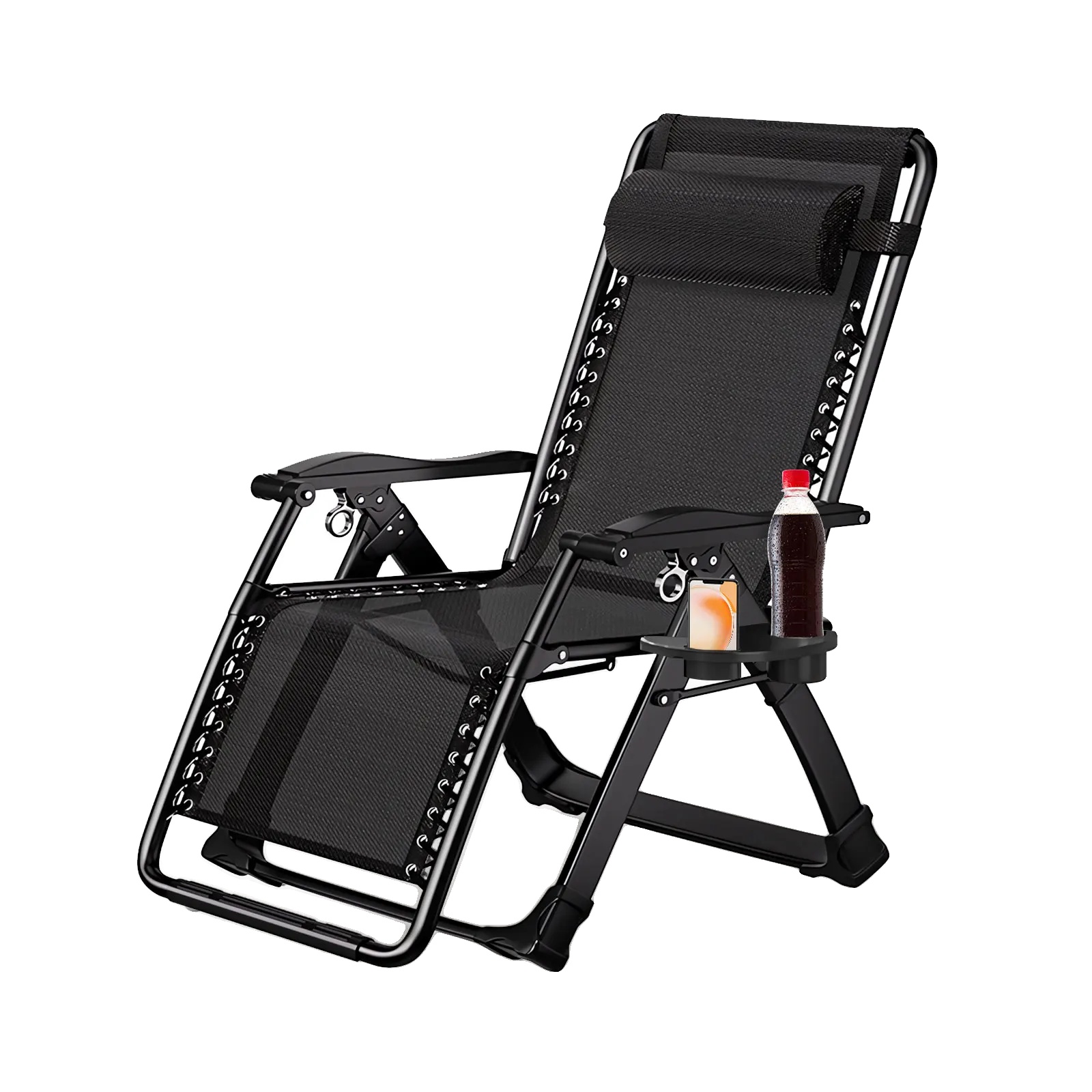 Liegesessel, Verstellbare Neigung, Faltbares Design, Schwarz