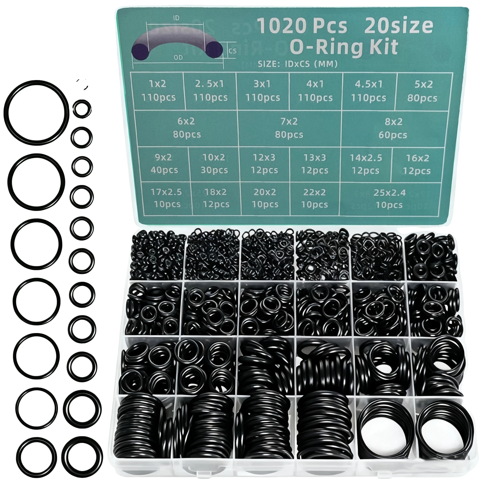 O-ring Reparaturset, 1020 Teile, Silikon-gummi-material, Verschiedene Größen, Geeignet Für Reparaturanwendungen, Leckverhütung