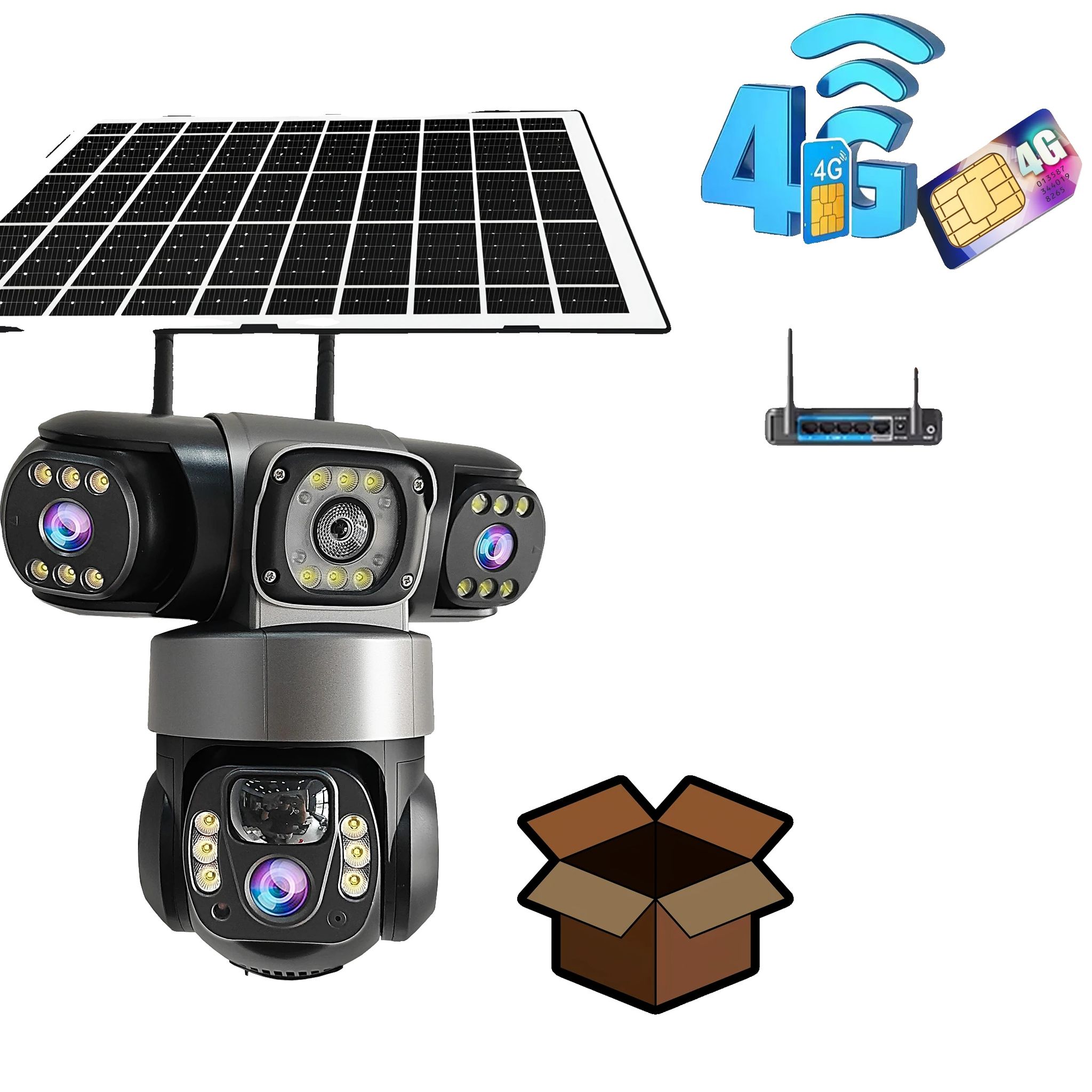 Außen-sicherheitskamera, Tri-linsen-system, Solar Betrieben, 4g Kamera Keine Karte, Typ-c-a, Pal-a