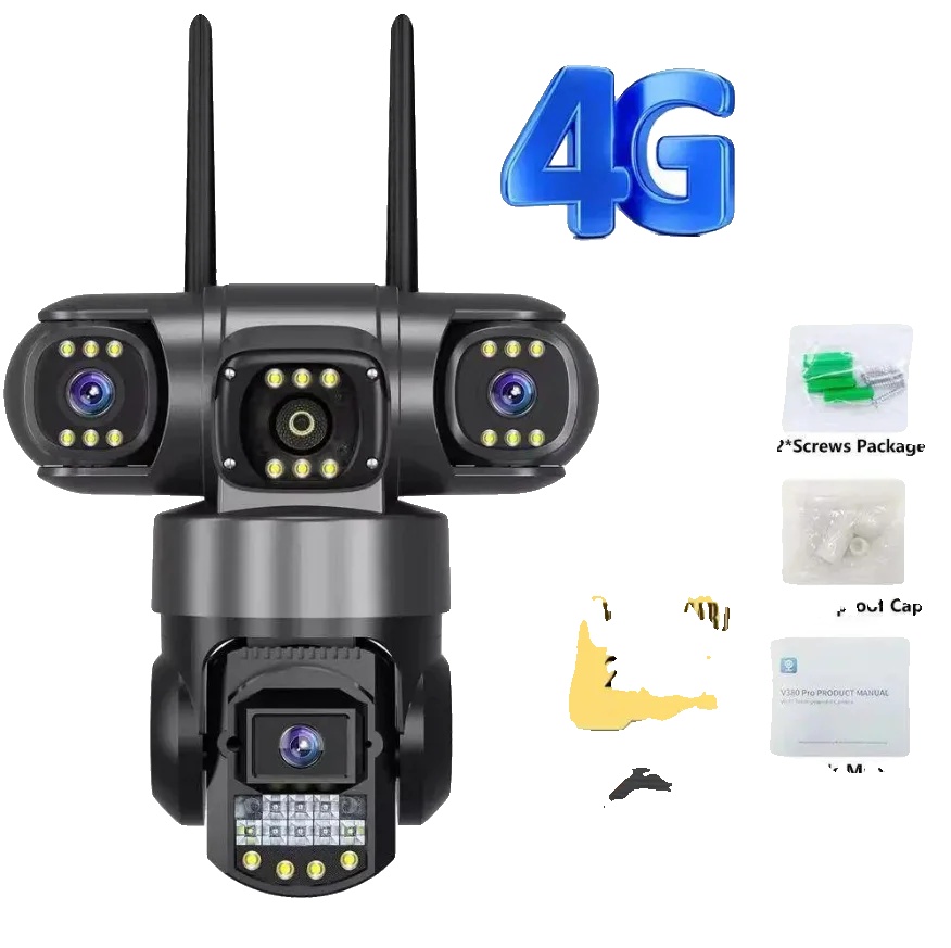 Sicherheitskamera, 360° Ansicht, Drahtlose Verbindung, 256gb 4g Schwarz Eu