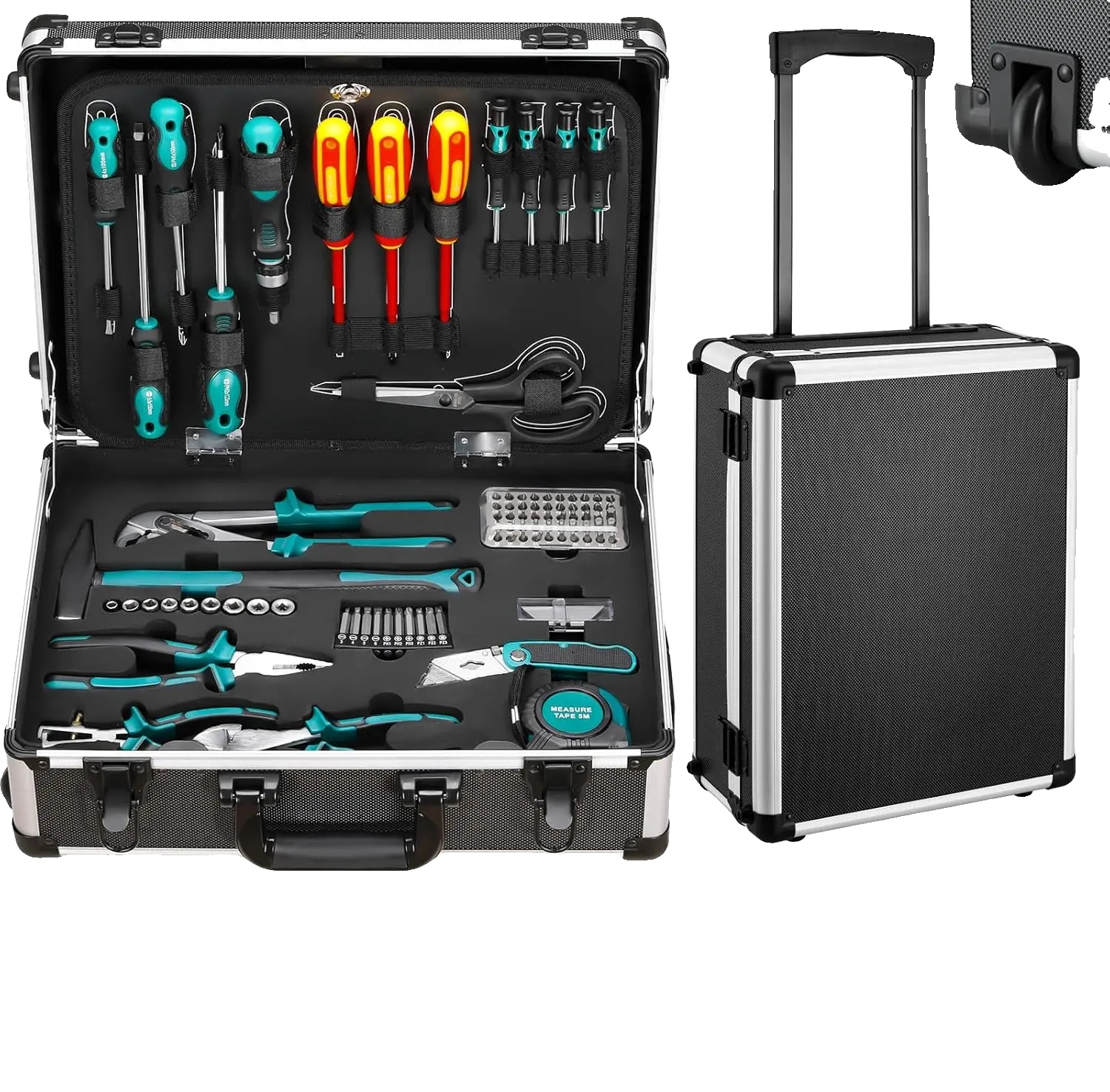 Werkzeugset, 128-teilig, Tragbare Tasche Mit Rädern, 128pcs