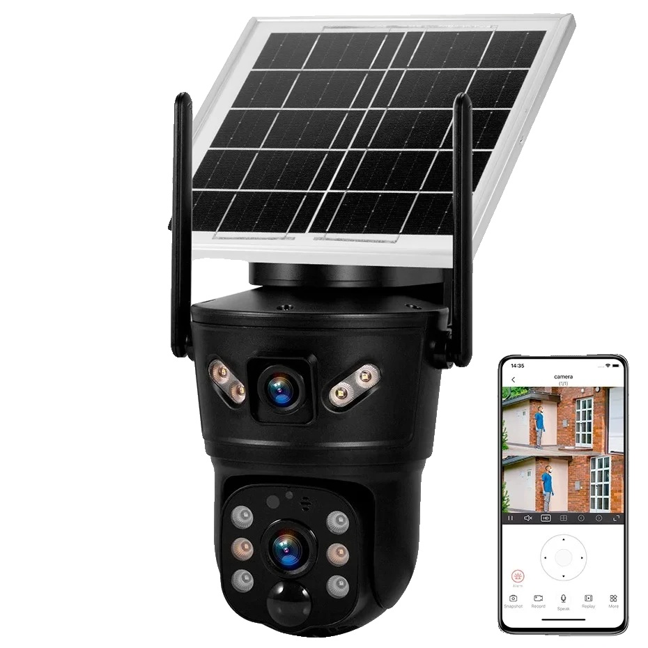 Solar Kamera, 6mp Auflösung, Dualobjektiv, Solar Wifi Kamera