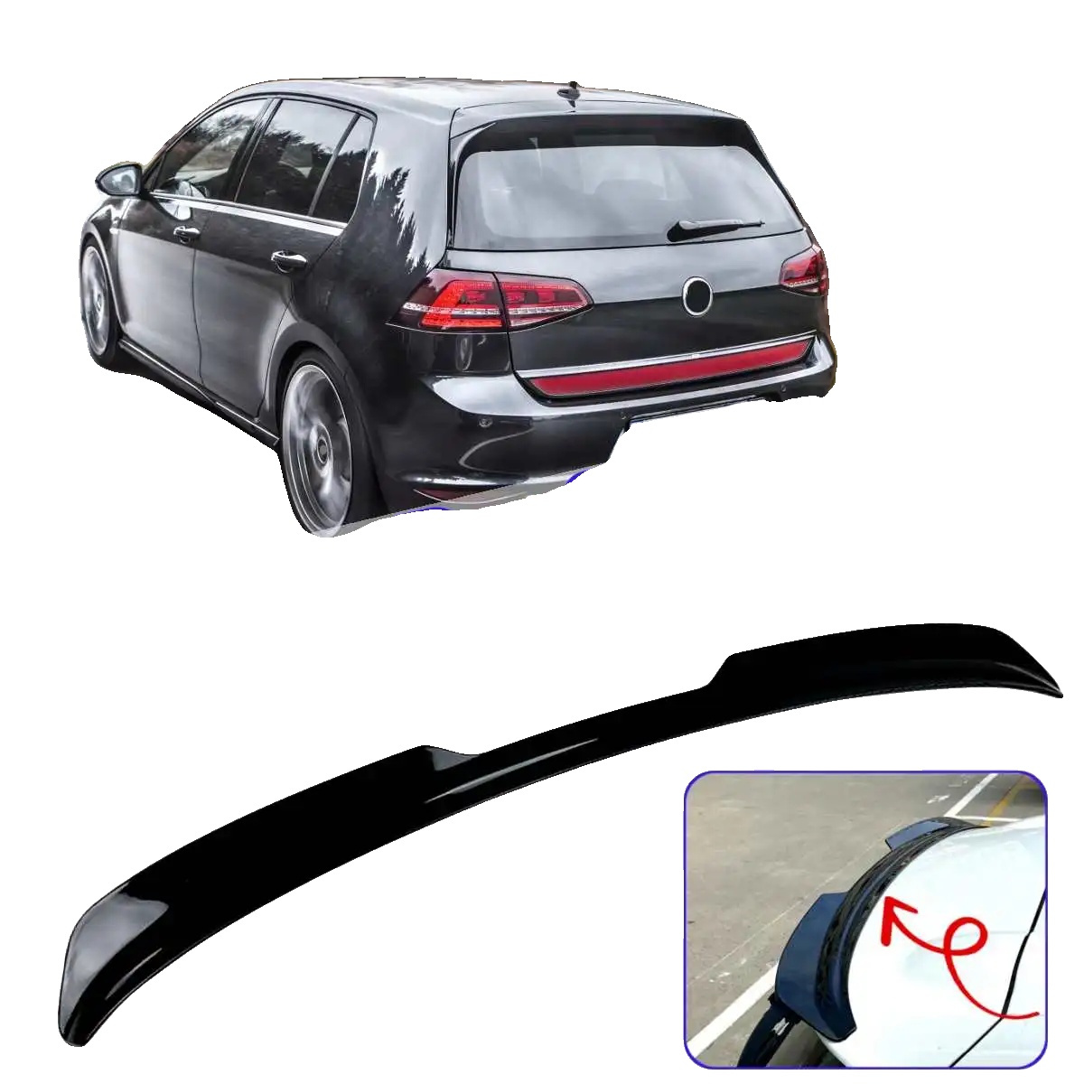 Heckspoiler, Leichtes Kunststoff, Einfache Installation, Golf 7 Gti R Stil