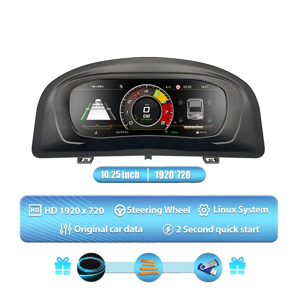 Digitales Dashboard-cluster, 10,25 Zoll Hd Ips-bildschirm, Mehrsprachige Unterstützung, Für Touran 09-13